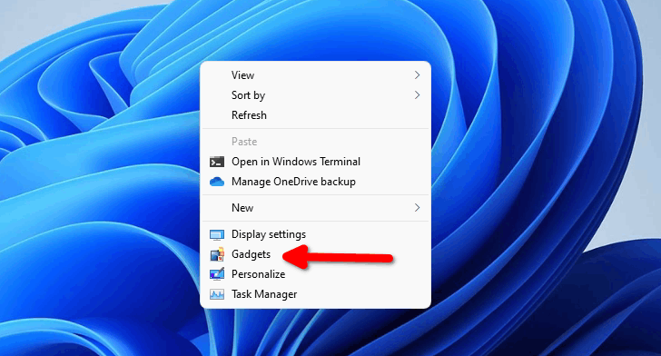 Windows 11 Desktop Gadgets in Desktop Context Menu
